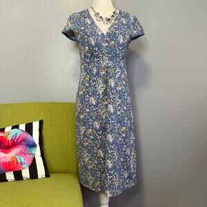 Boden Blue Floral Jersey Short Sleeve Sheath Dress 6